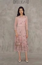 Olligias special cabinet in the sale of new rework plant floral grey embroidered web yarn long style dress 1C61305280