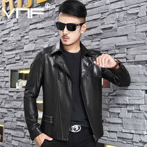 Haining leather leather mens short motorcycle leather jacket thin goatskin slim mens lapel single leather jacket jacket