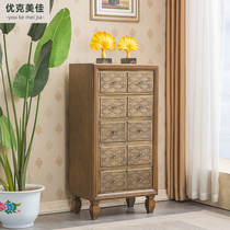 American three or four bucket cabinet drawer storage storage Living room wall cabinet Entrance Retro old bedroom cabinet Decorative cabinet