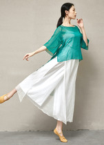 Front short and back long gauze clothing loose color color fairy pants classical dance performance Women Chinese style dance clothes female elegant