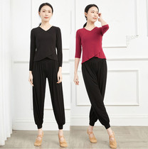 V-neck top high waist radish pants dance practice uniform womens two-piece modal yoga suit square dance costume