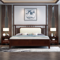 New Chinese solid wood bed Double bed high box storage bed 1 meter 8 Modern Chinese wedding bed bedroom furniture factory direct sales