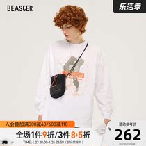 BEASTER Little Devil Ghost Face Trend Glistening Mountaineering T-shirt Country Tide Round Collar Casual Loose Long Sleeve Blouse