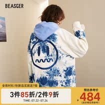 BEASTER little devil smiley jacket wild contrast color loose casual fashion National tide brand new tie-dyed jacket
