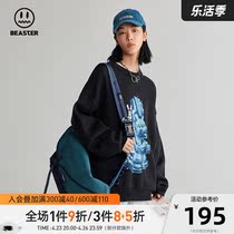BEASTER Street Wear Jr. Devils Face Round Neckline Clothing Trendy Hip Hop Printed Long Sleeve Sweater
