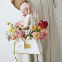Creative goddess fan flower handbag flower arrangement bag floral waterproof flower box gift flower basket bag flower packaging