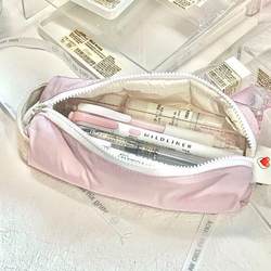 Niche Japanese ins style high-looking pencil bag cream small square pencil bag soft and anti-fall storage pencil bag light and simple