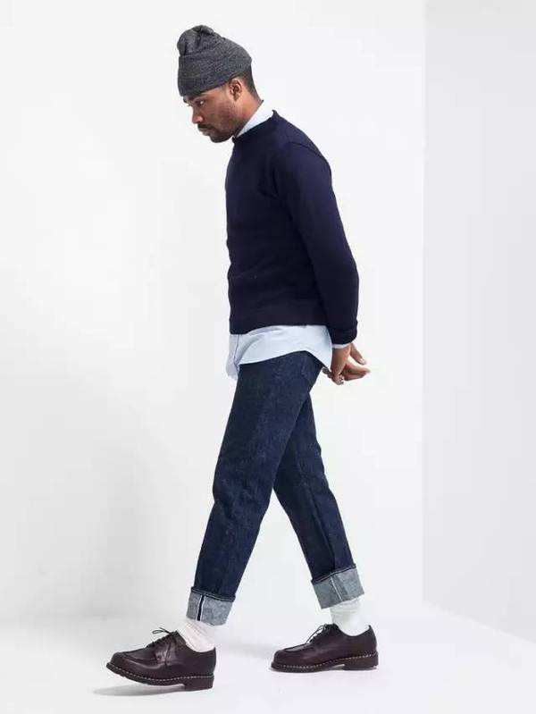 【日系水洗九分膝盖破洞牛仔裤】