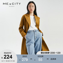 MECITY womens new simple fashion temperament double-breasted design long lapel windbreaker jacket