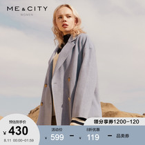 Wool blend MECITY womens double-breasted fashion mouth off shoulder design solid color handmade double-sided wool coat women