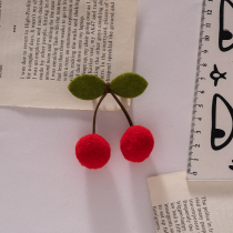 Cute Cherry plush brooch Japanese corsage accessories dress decoration fixed pin girl jewelry