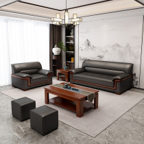 Office sofa Genuine Leather Trio Bit tea table Composition minimalist Business Guests Area Reception Negotiations Office sofa