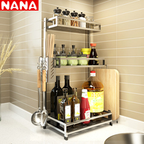 304 stainless steel kitchen rack seasoning seasoning seasoning shelf 3 layers floor oil salt sauce vinegar storage rack supplies
