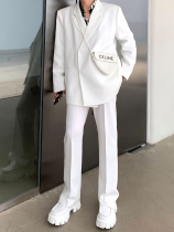 TTT self-made 21SS new white trousers high street design sense straight tube drop pants mens trend casual trousers