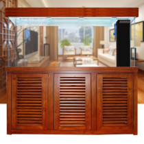 Ultra white glass New Chinese full solid wood fish tank bottom cabinet filter large office home screen partition water family fish tank