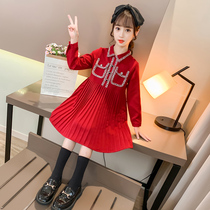 Girl Princess Dress 2022 New Spring Dress Children's Dress Dress Girls Spring and Autumn Festival Red Girl Dress Dress