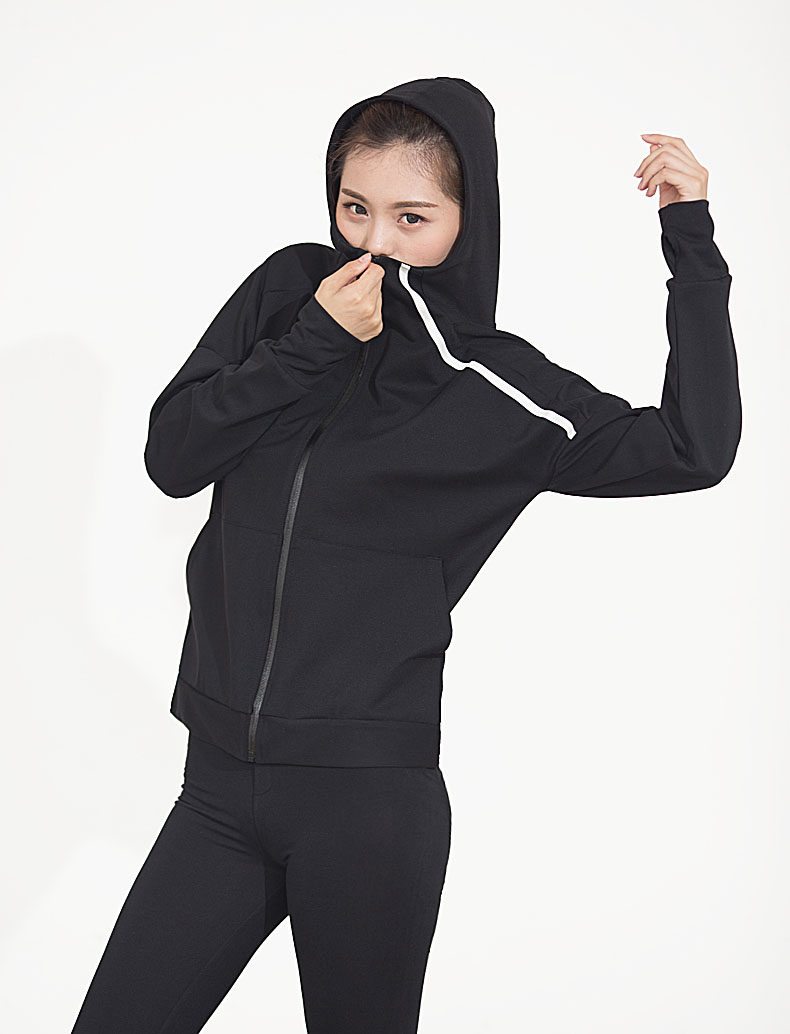 爆汗服女外套暴汗上衣长袖带帽燃脂瘦身运动健身衣瑜伽塑体出汗服