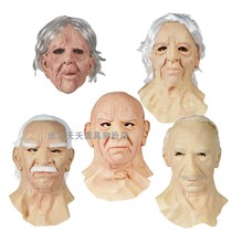White Hair Old Grandma Mask Ghost House Secret Room Escape Dress Scary Horror Old Witch Old Lady Fake Headgear Prop
