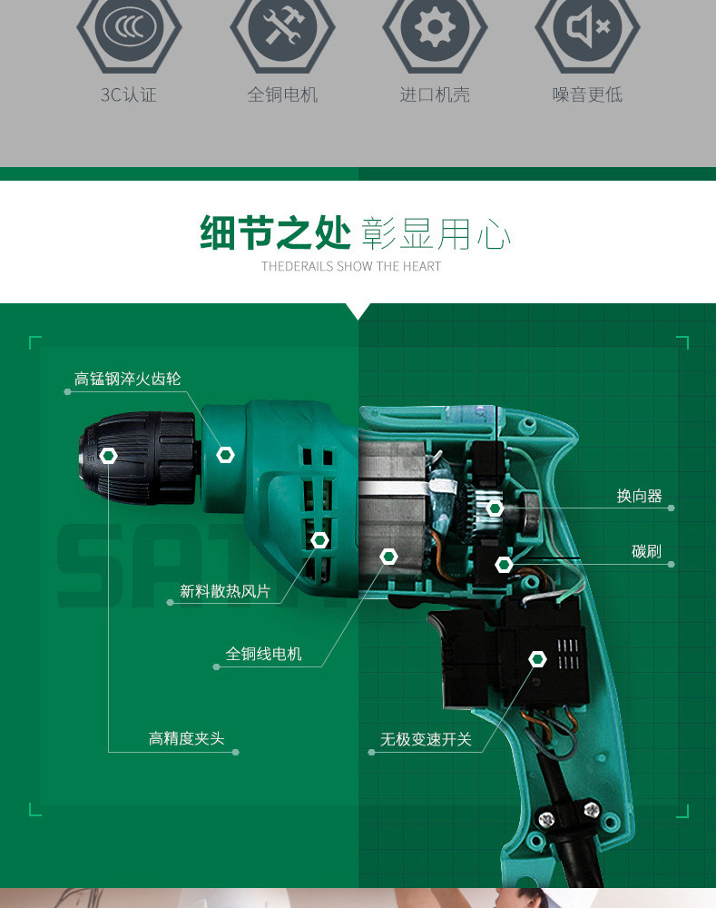 世达05156五金家用电动工具58件组套维修装修多功能电钻组合套装