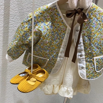 Nma Korean childrens clothing 2021 spring and autumn thin cotton coat jacket small and medium girl crushed flower girl cotton padded jacket short jacket