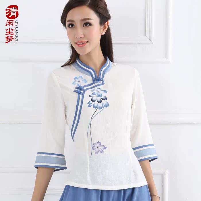 品牌女装唐装旗袍女士秋装棉麻中式上衣改良汉服古装