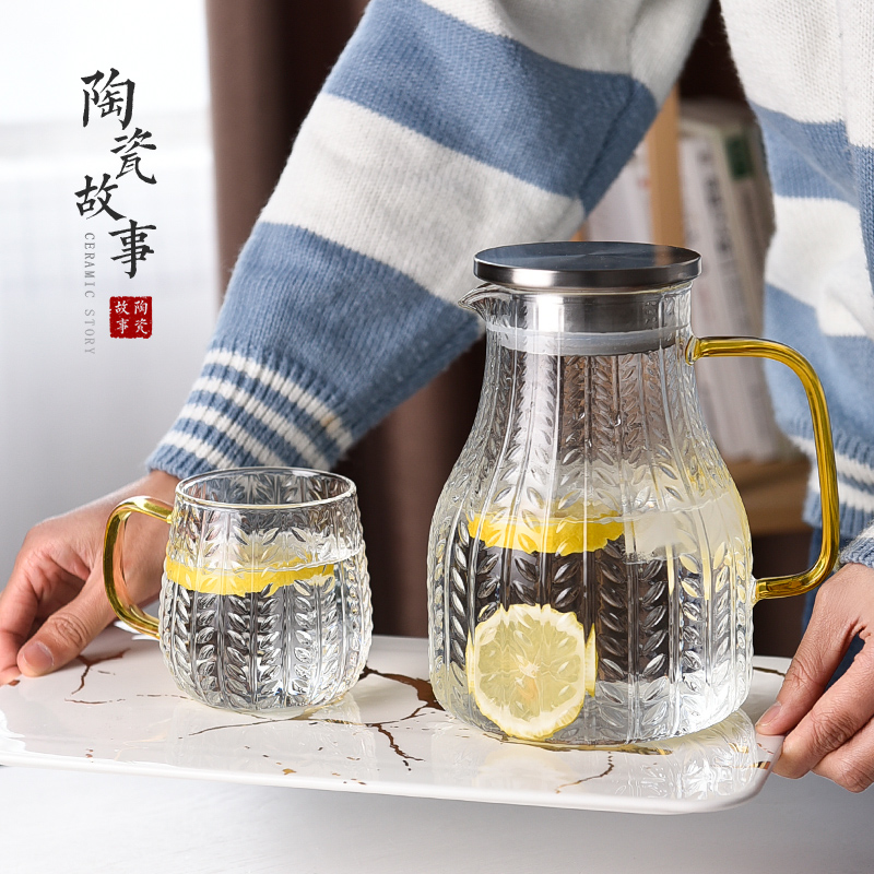 Cold water bottle glass ceramic story high - temperature firm pot of large capacity Nordic creative Cold boiled water kettle cup suit