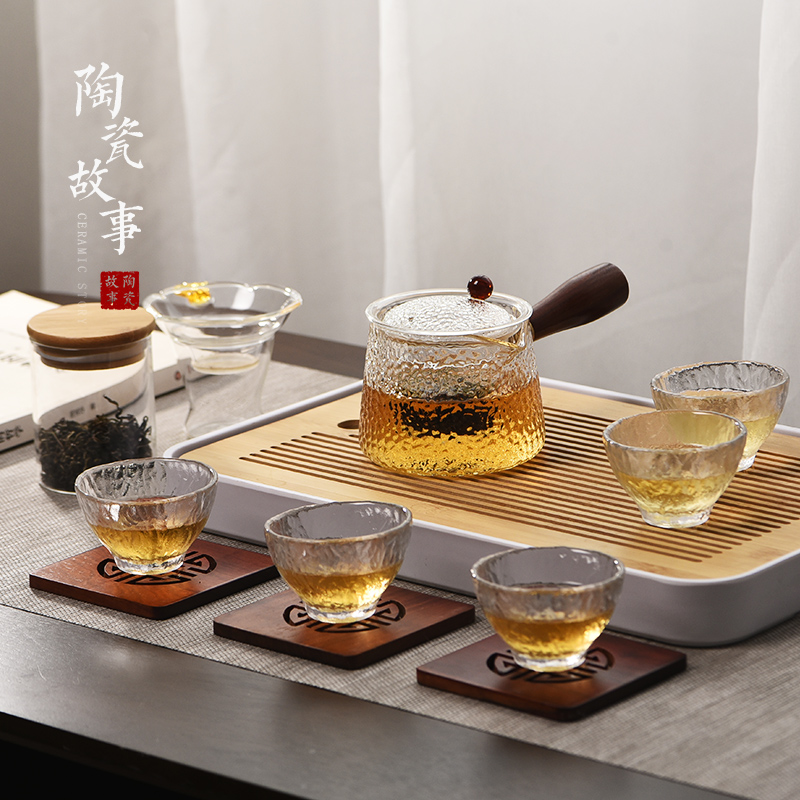 Ceramic story glass tea set household small side of the sitting room put the teapot tea tray of a complete set of tea cups kung fu tea set