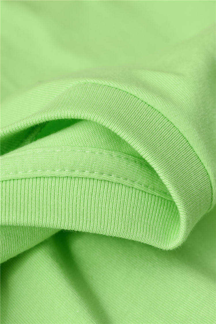 艳如飞230g荧光绿牛油果绿圆领t恤女浅绿色棉内搭长袖打底上衣男春秋