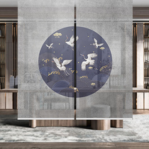 Entrance Japanese roller curtain tea room New Chinese curtain decoration Study soft partition Entrance door hanging curtain Crane lifting semi-transparent view