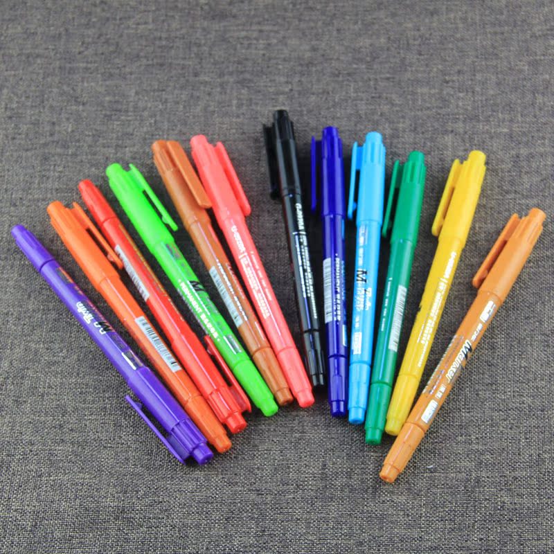 金万年12色小双头记号笔 快干油性彩色记号笔绘画美术光盘勾线笔