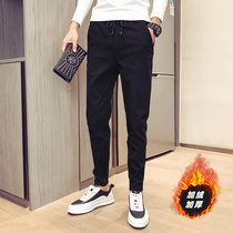 Casual pants mens feet 2021 autumn new mens pants Korean version of the trend slim feet handsome Joker trousers