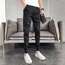 (Anti-season clearance) Net red jeans mens Tide brand 2021 autumn mens slim feet pants mens Korean version