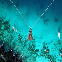 Diver Silver Flippers Diver Pendant Necklace 925 Sterling Silver Marine Life Silver Pendant