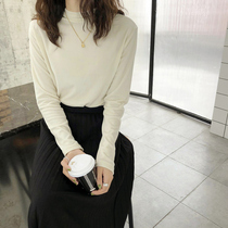 Crab Alley quality sense imitation mink velvet semi-turtleneck velvet bottoming shirt 2019 autumn and winter slim all-match T-shirt women