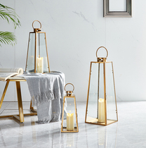 Chinese wrought iron glass wind lamp courtyard home Candlestick Nordic romantic wedding decoration club bar soft decoration