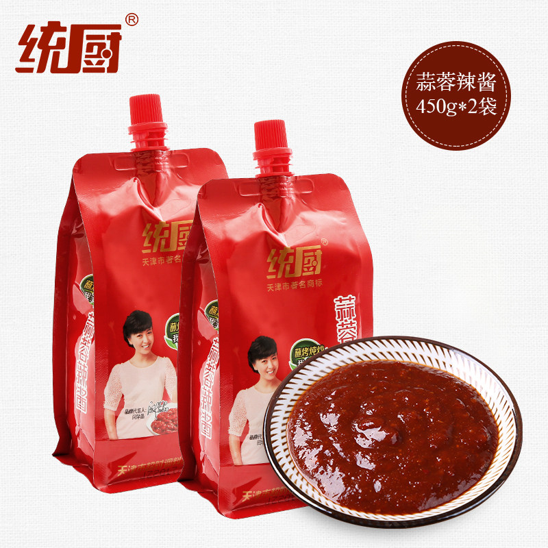统厨 天津蒜蓉辣酱450g*2袋辣椒酱 烧烤香辣蘸酱 火锅调味酱