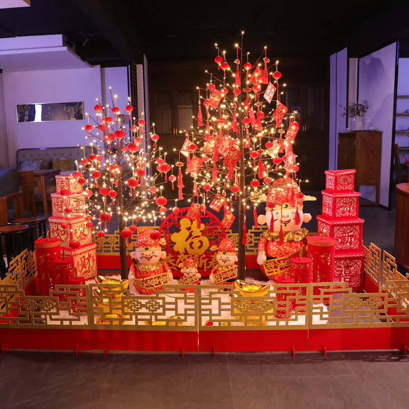 新年装饰品商场酒店晚会橱窗场景布置大套餐室内春节过年堆头摆件