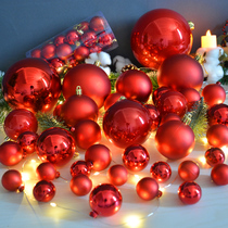 Red Christmas ball decorative hanging ball 6-40cm large color ball beads bright light matte ball decorative crystal snowflake ball