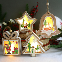 Christmas Wood Tabletop Props Nordic Luminous Small House Front Office Swing Pieces Christmas Tree Decorations Holiday Gifts
