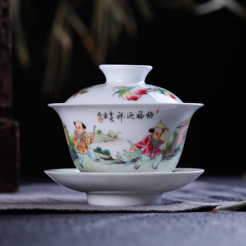 Offered home - cooked ceramic kung fu tea bowls in jingdezhen porcelain tea tureen only three cups of hand - made home three mercifully tea cups