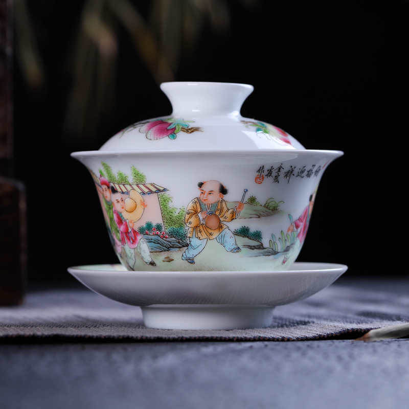 Offered home - cooked ceramic kung fu tea bowls in jingdezhen porcelain tea tureen only three cups of hand - made home three mercifully tea cups