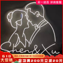 Custom Wedding Glow Logo Avatar Letters Lovers Names lights Neon Neon Wedding wedding background Decorative Cut light
