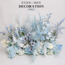 Simulation flower row wedding road flower wedding road guide Road ground flower decoration long strip flower row flower row flower scene layout props