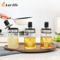Spoon cover integrated glass moisture-proof large number integrated seasoning bottle tank Ikea kitchen seasoning sugar jars oil pot seasoning box