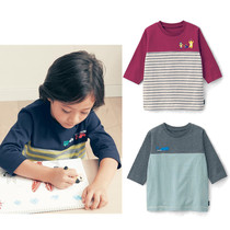 Japanese spring and autumn childrens seven-point sleeve T-shirt male baby cotton mid-sleeve pullover base shirt cartoon childrens clothing shirt