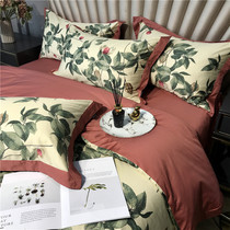 American retro style 60 double-strand long-staple cotton tribute satin four-piece cotton printed sheet quilt cover 1 8m bedding