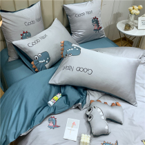 Small dinosaur cartoon children four-piece cotton cotton boy cute single three-piece bed sheet quilt cover bedding