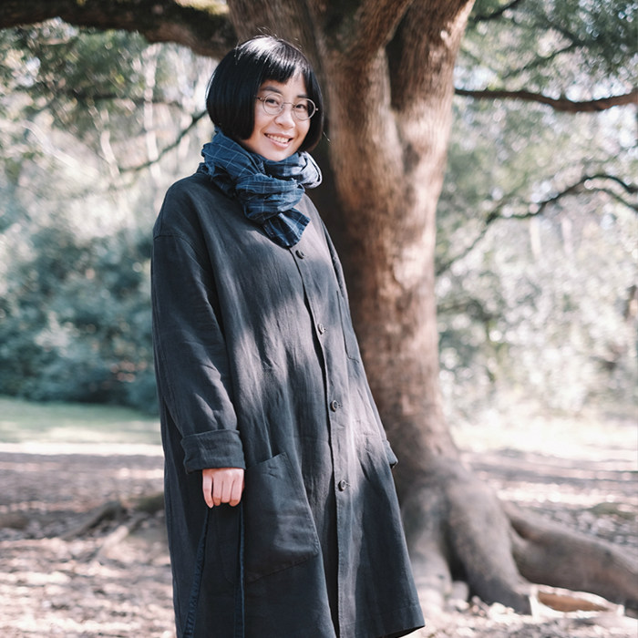 左岸迷香棉麻蓝染手工缝线拼接格纹条纹文艺围巾_7折现价302元