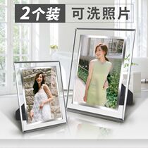 House decoration photo frame table with printed photos exquisite bedside table ornaments crystal table frame creative seven inches