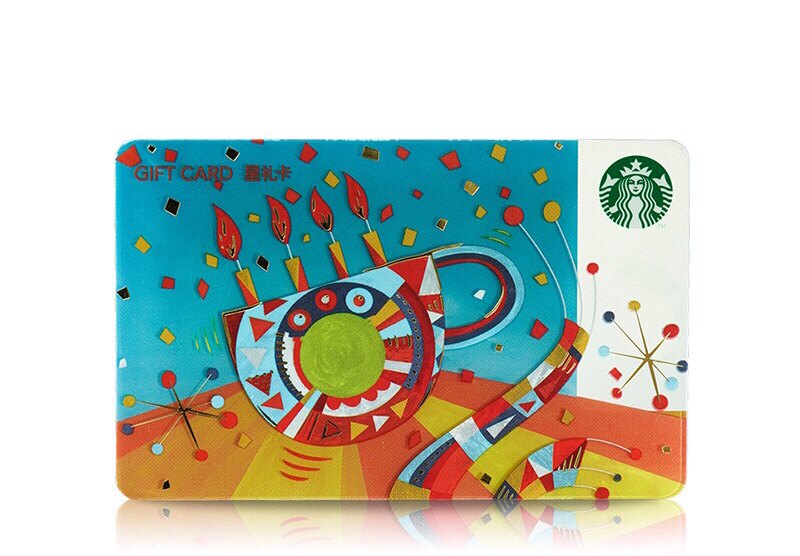 星巴克starbucks2017生日快乐蜡烛款限量星礼卡现金卡收藏卡_7折现价